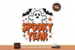 Spooky year dripping text with bats halloween orange Product Image 1