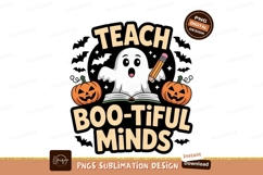 Ghost holding pencil reading book with pumpkins halloween Product Image 1