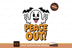 Ghost peace sign tongue out halloween Product Image 1