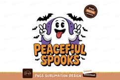 Ghost peace signs tongue out purple orange Product Image 1