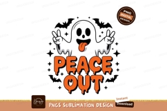 Peace Out Dripping Text orange white Product Image 1