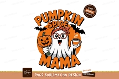 Ghost holding pumpkin and coffee halloween orange Product Image 1