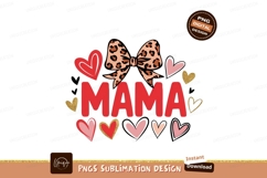 Mama Graphic With Leopard Bow Hearts Product Image 1