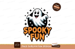 Happy ghost with spooky fun text halloween orange Product Image 1