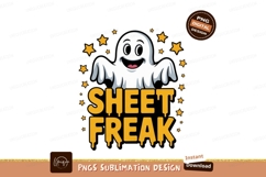 Happy ghost with stars and text halloween white Product Image 1