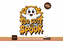 Cute ghost stars text orange white Product Image 1