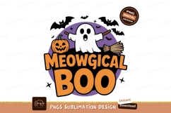 Spooky ghost pumpkin broom halloween bats Product Image 1