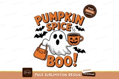 Ghost holding pumpkin mug and bag halloween Product Image 1