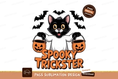 Black cat holding pumpkin buckets orange halloween Product Image 1