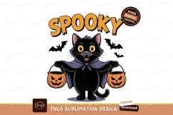Black cat holding halloween buckets spooky pumpkin Product Image 1