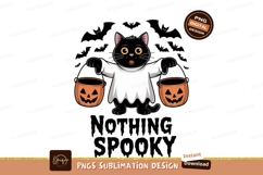 Black cat ghost holding pumpkin buckets halloween costume Product Image 1