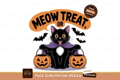 Black cat Halloween trick or treat orange purple Product Image 1