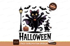Black cat witch pumpkin streetlamp image Product Image 1