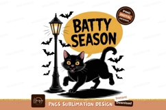 Black cat streetlamp yellow speech bubble image Product Image 1