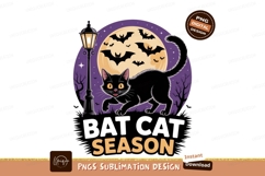 Black cat moon bats streetlamp image Product Image 1