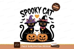 Black cats pumpkins witch hat bow tie halloween orange Product Image 1