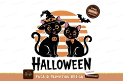 Black cats wearing halloween costumes pumpkin Product Image 1