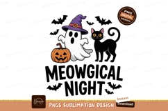 Spooky Halloween Ghost Cat Pumpkin Witch Hat image Product Image 1