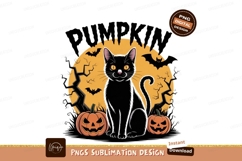 Black cat pumpkins bats moon image Product Image 1