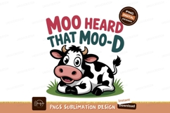Black cow cartoon text white pink Product Image 1
