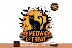 Black cat Halloween moon pumpkins image Product Image 1