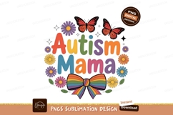 Autism Mama Colorful Butterflies And Floral Design Product Image 1