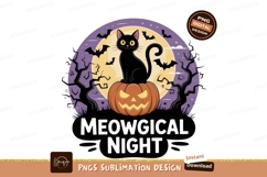Black cat pumpkin bats moon jackolantern Product Image 1