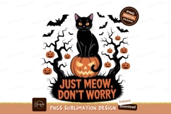 Black cat on pumpkin with bats and jack-o-lanterns Product Image 1