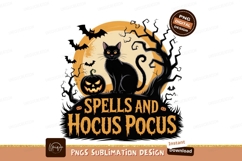 Black cat pumpkin bats moon halloween Product Image 1