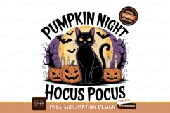 Black cat pumpkins candles bats moon image Product Image 1