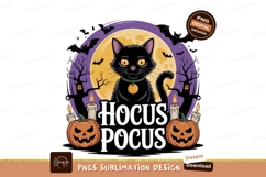 Black cat Halloween moon pumpkins image Product Image 1