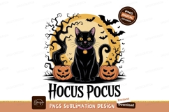 Black Cat Halloween Moon Pumpkins Bats image Product Image 1