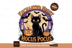 Black cat pumpkins bats moon image Product Image 1