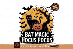 Black cat pumpkin bats spooky moon halloween Product Image 1