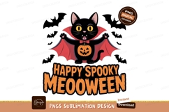 Black cat vampire holding pumpkin halloween Product Image 1