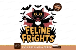 Black cat vampire bats feline frights halloween Product Image 1