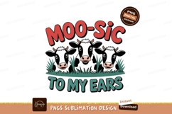 Red moo sic cows green grass music ears Product Image 1