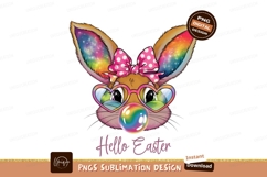 Easter Bunny Wearing Glasses Sublimation Png Product Image 1