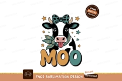 Cute cow with bow and bandana animal cartoon Product Image 1