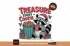 Raccoon enjoying hot cocoa with cookies christmas Product Image 1