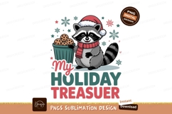 Raccoon wearing Santa hat with cookies christmas scarf Product Image 1