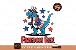 Patriotic dinosaur wearing hat and jacket stars stripes Product Image 1