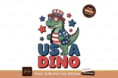 Patriotic dinosaur wearing American flag attire stars Product Image 1