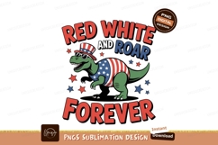 Dinosaur wearing patriotic attire stars stripes Product Image 1
