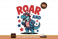 Patriotic dinosaur wearing hat and jacket american Product Image 1