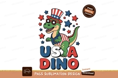 Patriotic dinosaur wearing hat and vest sunglasses Product Image 1