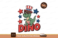Patriotic dinosaur wearing hat and sunglasses stars Product Image 1