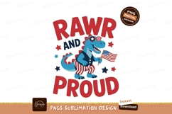 Blue dinosaur holding american flag patriotic Product Image 1