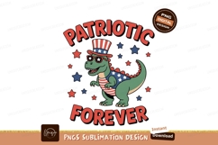 Dinosaur wearing patriotic hat and vest stars Product Image 1