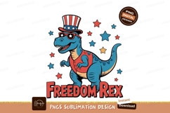 Blue dinosaur wearing patriotic hat and vest stars Product Image 1